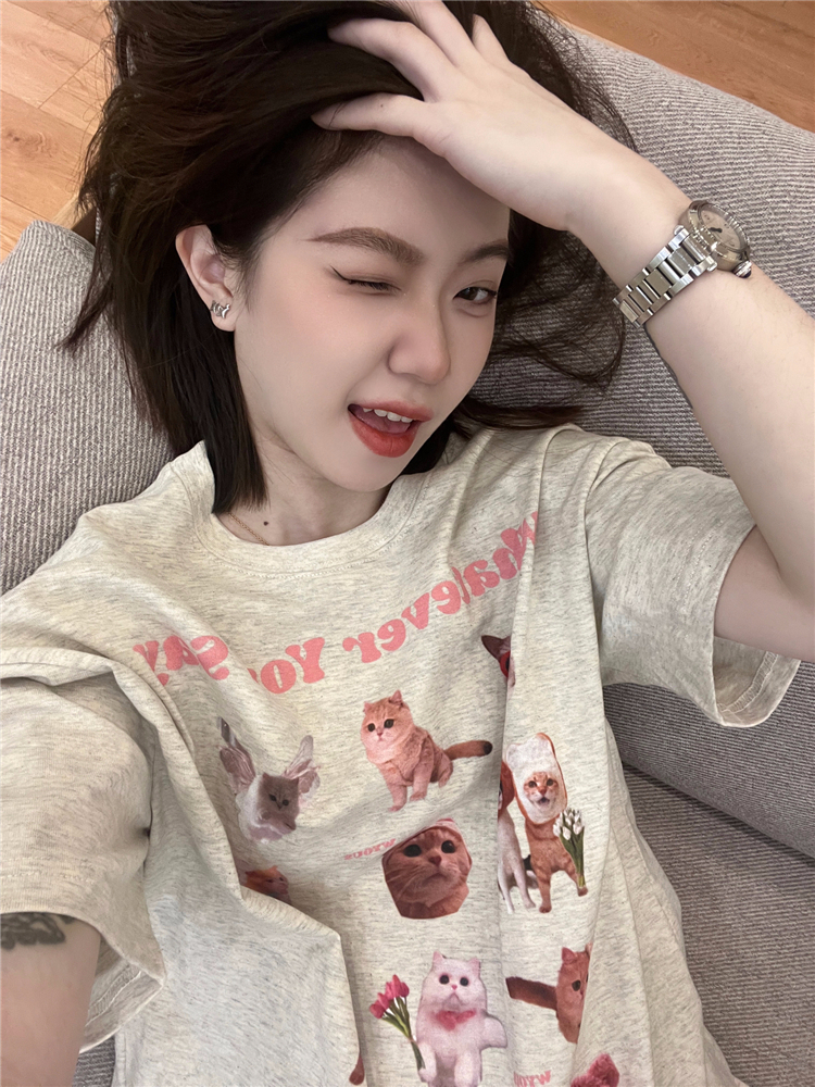 2024 new summer Korean style 220g combed cotton back collar with seamed edge S-XXXL summer short-sleeved T-shirt for women