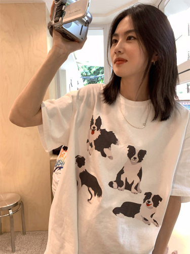 2024 new summer Korean style 220g combed cotton back collar with seamed edge S-XXXL summer short-sleeved T-shirt for women