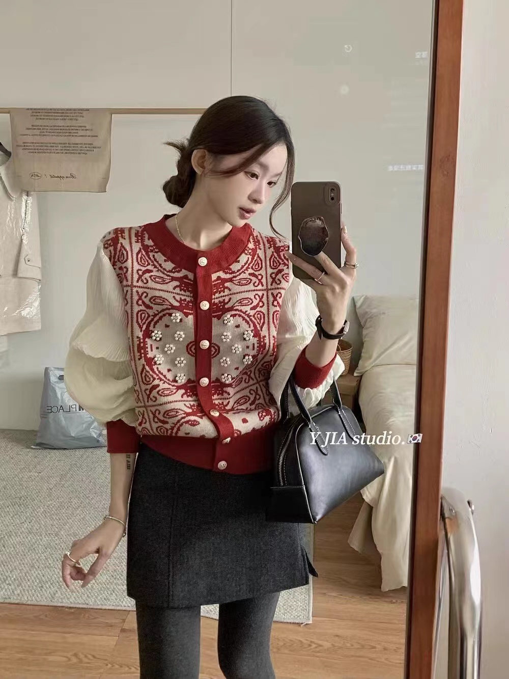輕奢重工小香釘珠高級感超好看毛衣女秋冬季別致獨特針織開衫外套