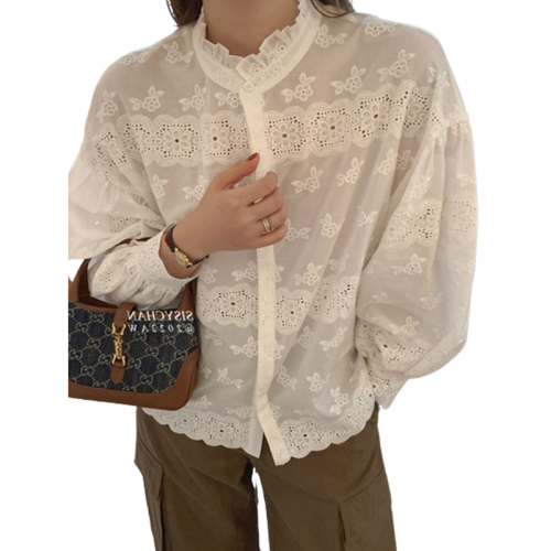 European station's new age-reducing, beautiful and stylish tops with niche design, long-sleeved shirts for women, spring