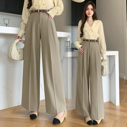 2024 Spring and Summer New Professional Workwear Casual Suit Pants Women's New Drapey Trousers Commuting High Waisted Wide Leg Pants
