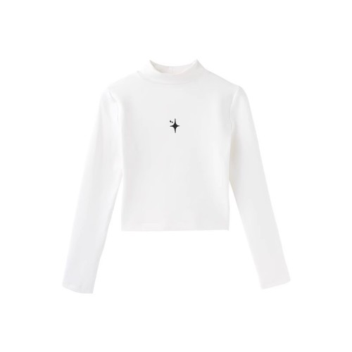 German velvet half-high collar inner base layer autumn and winter new minimalist American star element T-shirt warm top