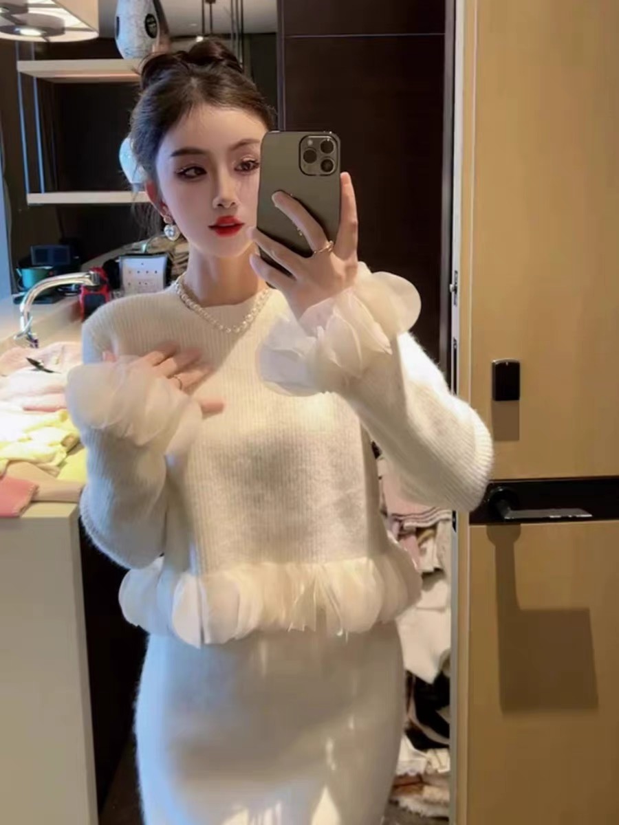 法式甜美氣質時尚毛針織衫女裝冬季新款今年流行紅色聖誕毛衣
