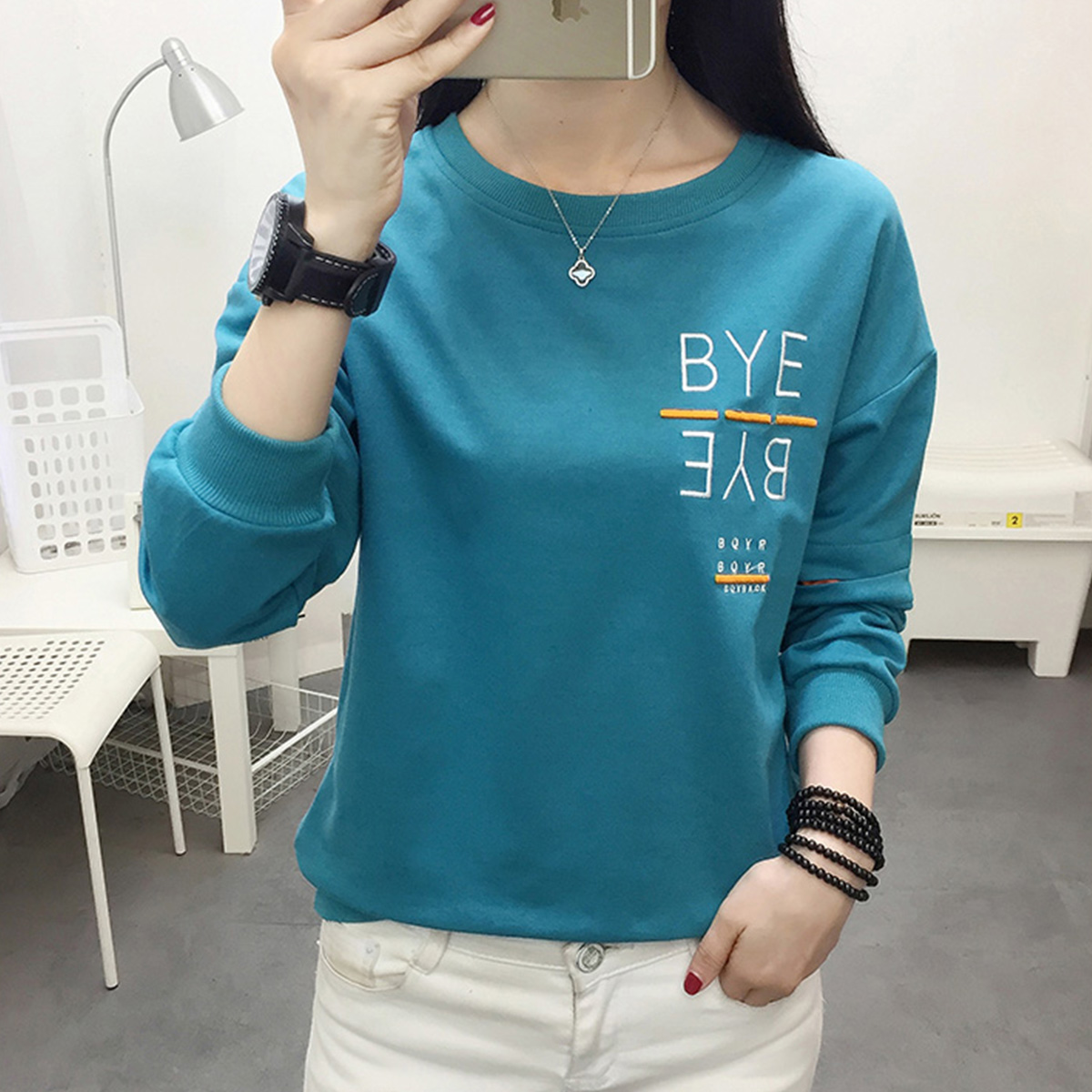Quality Inspection Officer Picture 2024 Early Spring New Women's Clothing Loose Slim Versatile Long Sleeve T-Shirt Women's Fashion Bottoming Shirt