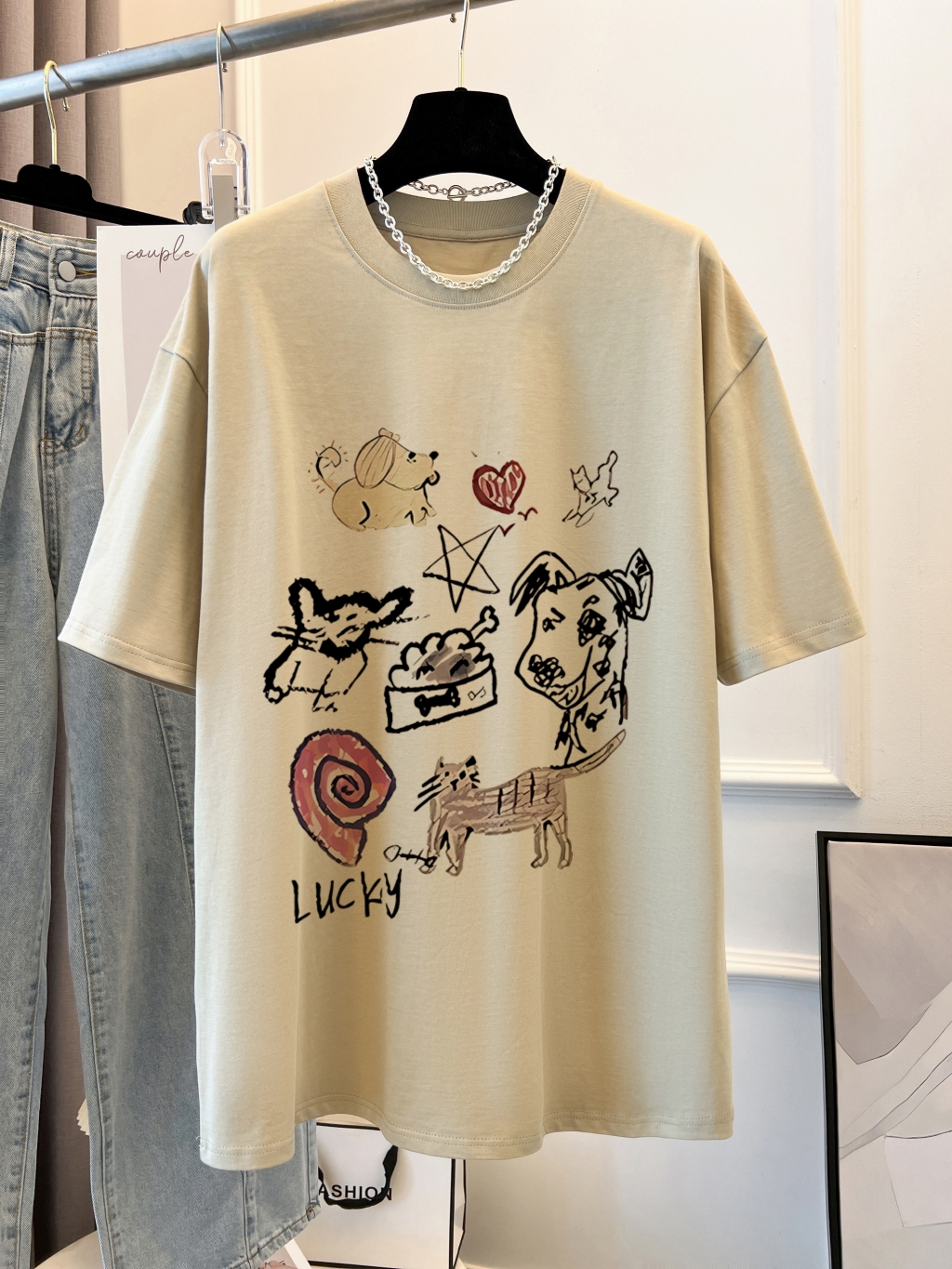 實拍 100%棉精梳純棉 印花夏裝短袖T恤女寬鬆韓版