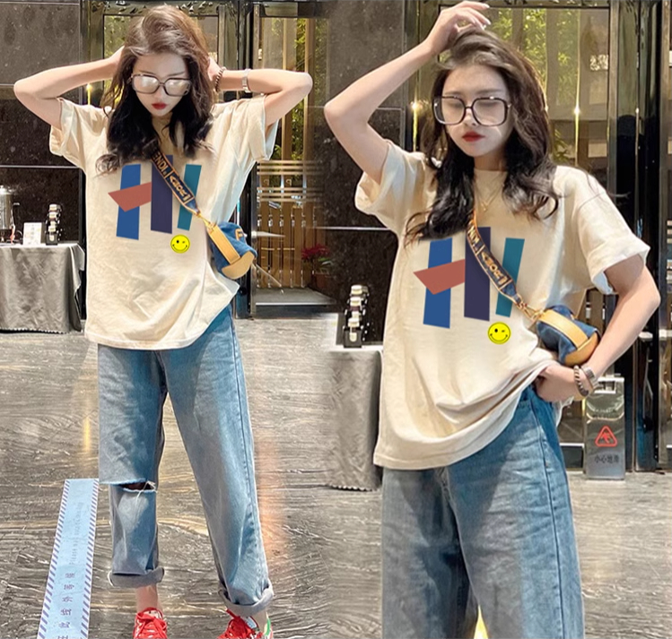 短袖T恤女2024夏季寬鬆圓領中長款百搭半袖上衣ins潮