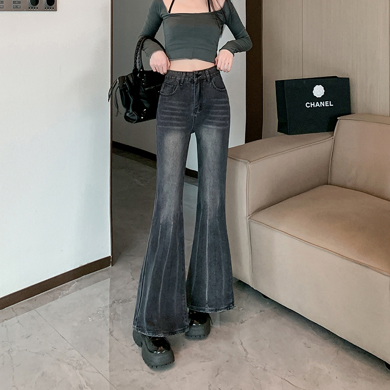 Real shot ~ Retro washed bootcut jeans for women 2024 spring high waisted slimming horse hoof pants long pants