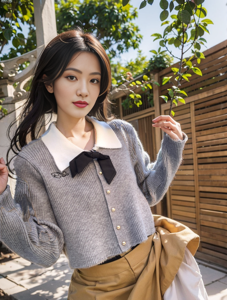 POLO collar bow sweater cardigan women's winter new small loose short embroidered knitted top