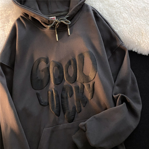 250g sweatshirt + foam + back collar double layer hat autumn new thin loose top for women