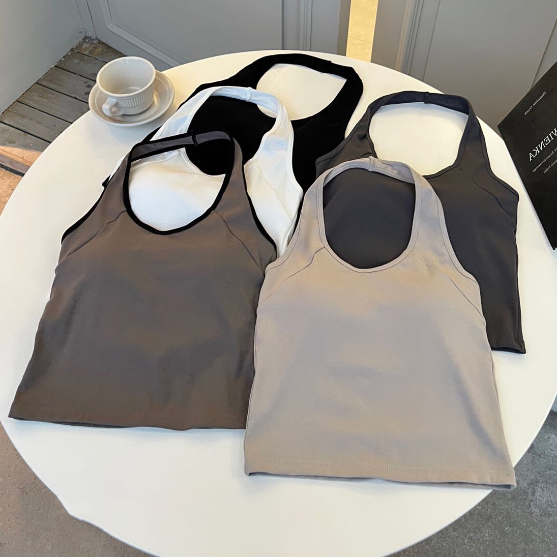 Price~Versatile halterneck beautiful back vest fixed integrated chest pad slimming underwear outer top for women
