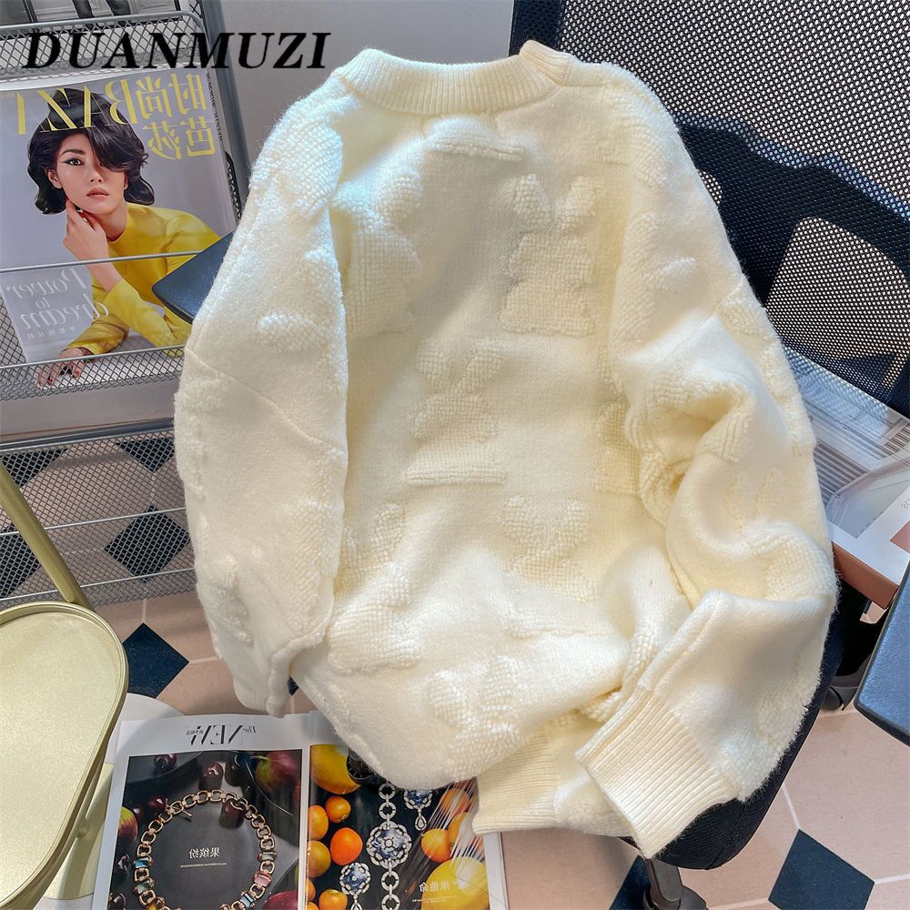 逃離地球日系慵懶毛絨兔子圓領毛衣女潮牌學生休閒軟妹針織衫上衣