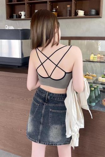 Price ~ Simple inner wear multi-color camisole all-in-one fixed cup beautiful back versatile top for women
