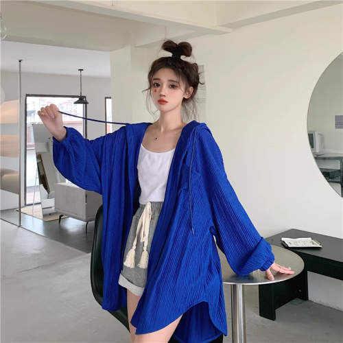 Sun protection shirt for women 2024 summer new loose outer sun protection clothing versatile hooded air-conditioning shirt jacket