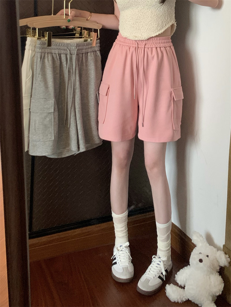 夏季新款寬鬆休閒顯瘦闊腿百搭五分工裝短褲女