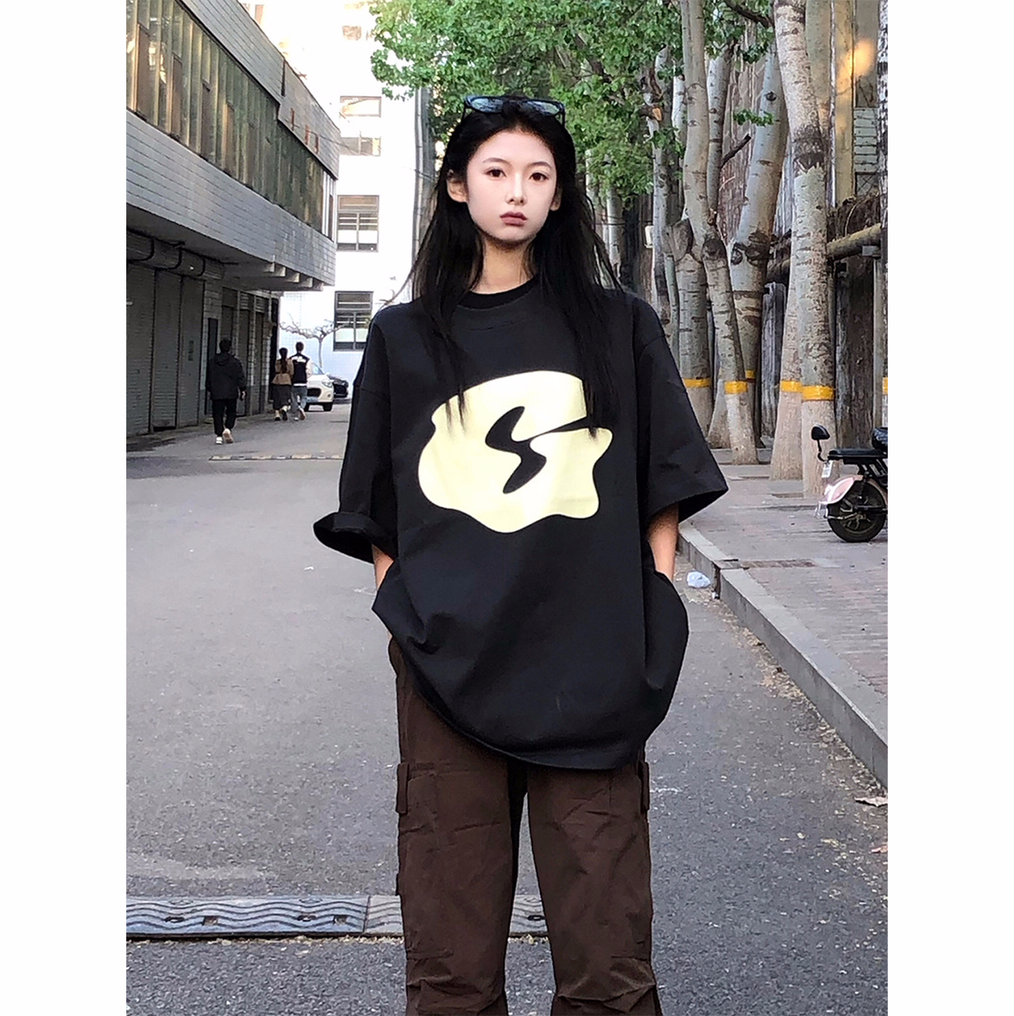 官圖220克/精梳純棉後包領有縫邊S-XXXL夏裝短袖T恤女