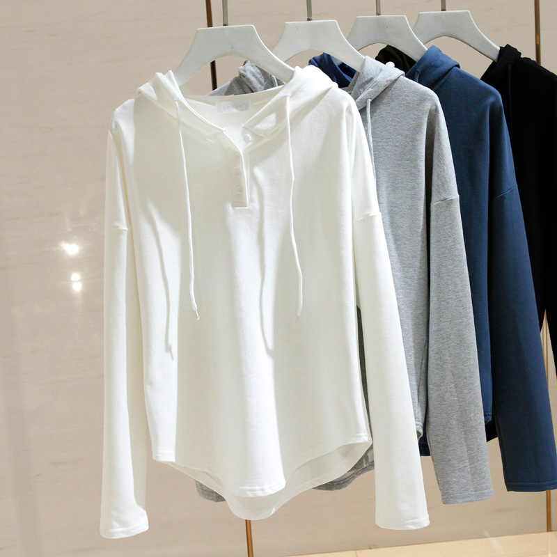 Korean hooded sweatshirt for women in spring and autumn thin design niche loose slimming lazy long-sleeved T-shirt pullover top
