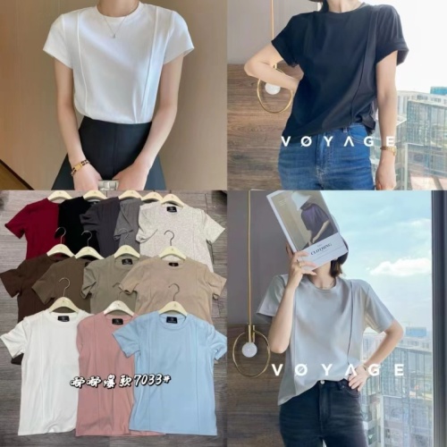 Short-sleeved white T-shirt for women summer new style round neck loose half-sleeved design pure cotton right shoulder high-end top