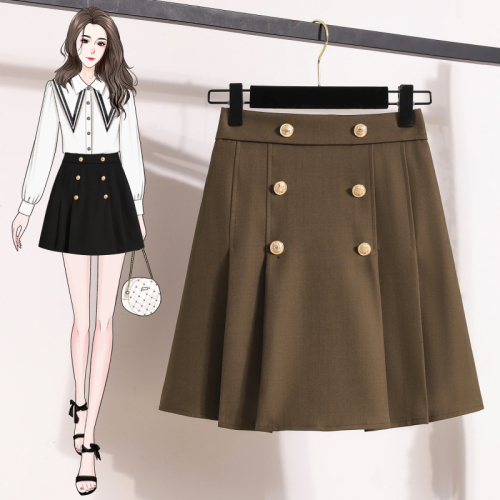 7298 real shot~Skirt for women in autumn and winter, high-waisted slim skirt, retro anti-exposure A-line pleated skirt
