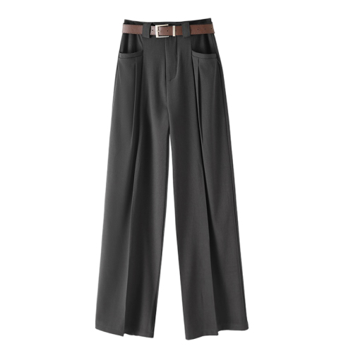 Real shot of suit wide-leg pants for women 2024 spring high-waisted straight-leg loose slimming narrow floor-length mopping pants
