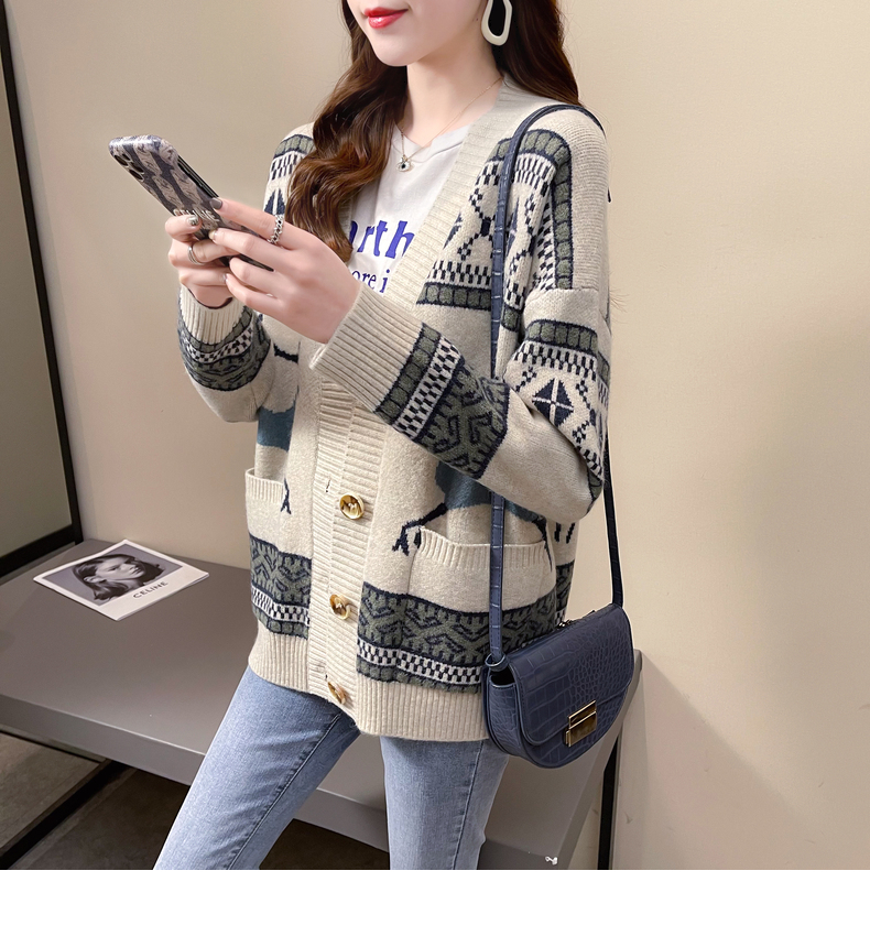 Knitted Cardigan Jacket Women's New Autumn Clothing Internet Celebrity Lazy Style Spring and Autumn Knitted Sweater Jacket