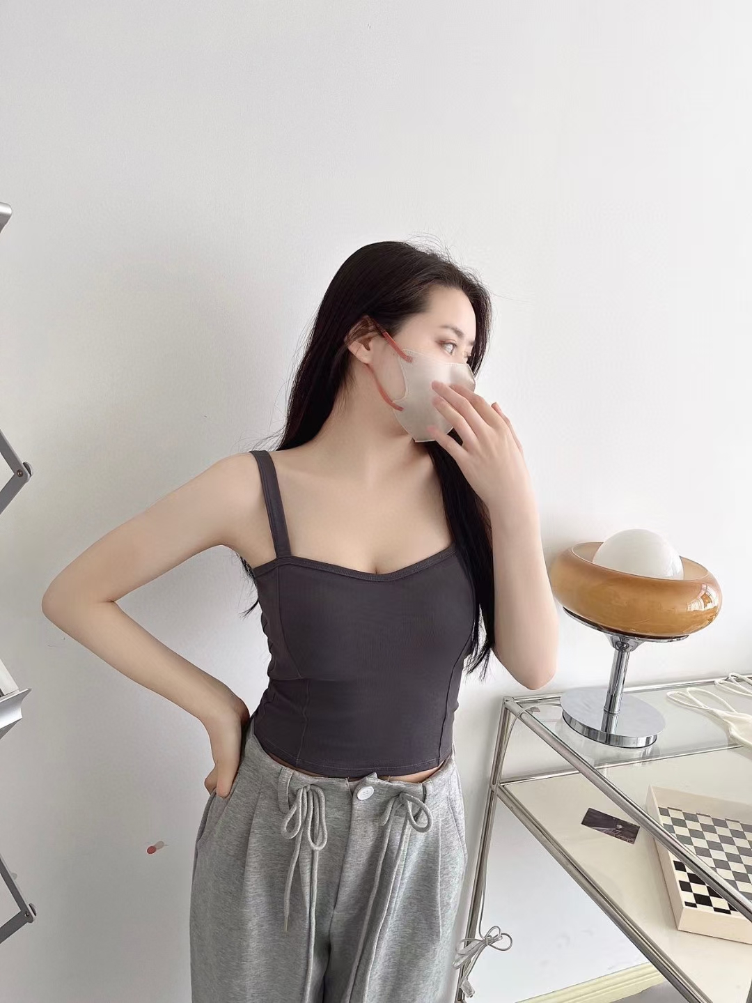 ~春夏新款純色百搭固定杯墊美背心簡約顯瘦修身六色外穿上衣