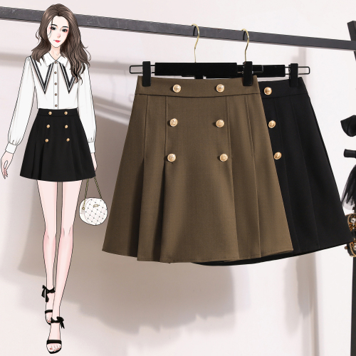 7298 real shot~Skirt for women in autumn and winter, high-waisted slim skirt, retro anti-exposure A-line pleated skirt