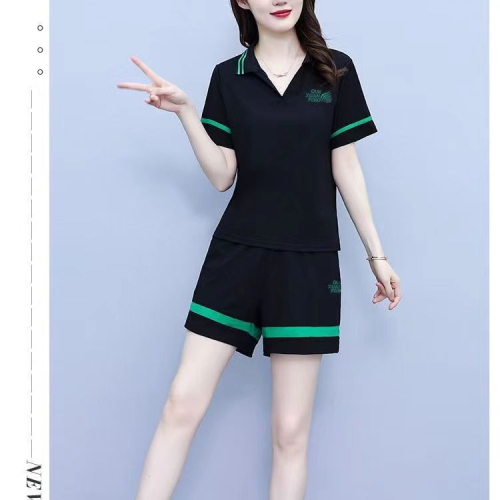 官图 休闲套装女2024年夏季新款韩版宽松时尚洋气运动服两件套女