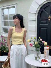 Square neck clavicle exposed vest for women, sleeveless pure lust style inner short hot girl sexy bottoming top