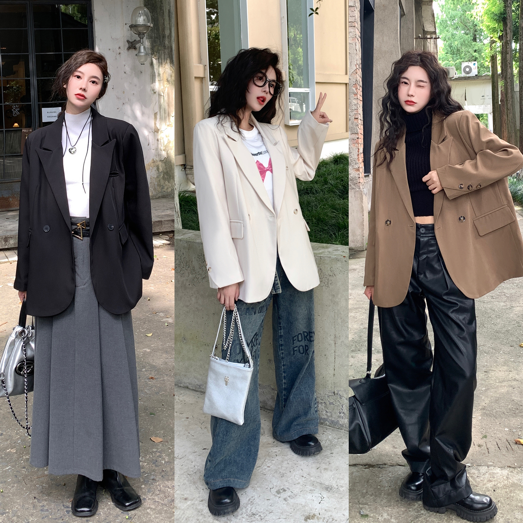 2301 real shot ~ plus size designer niche suit spring loose Korean style high-end suit jacket for women