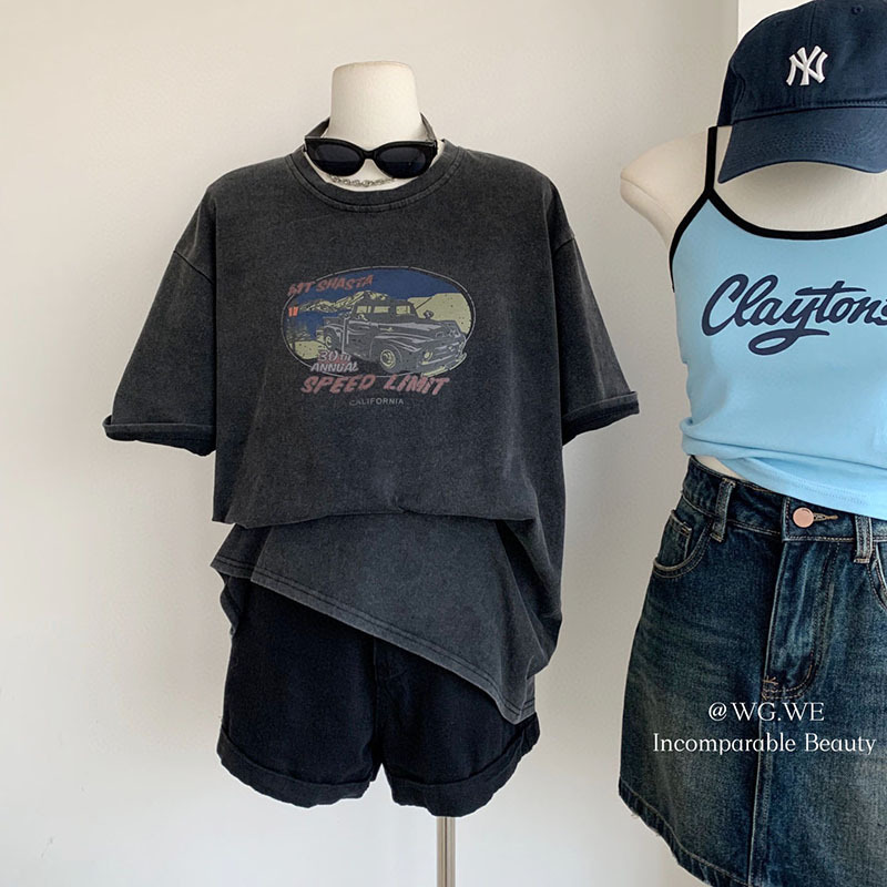 2024 spring and summer new heavy/combed cotton back collar with seams S-XXXL summer short-sleeved T-shirt for women