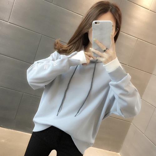 65 fish scale new large size women's spring and autumn thin hooded 200 catties sweatshirt