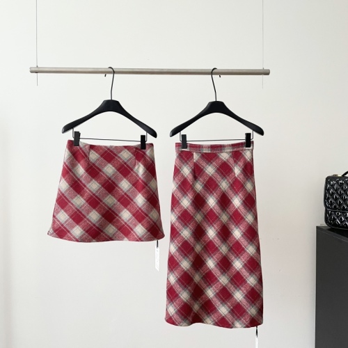 Red plaid woolen skirt women's autumn and winter new retro American plaid straight skirt A-line skirt long skirt