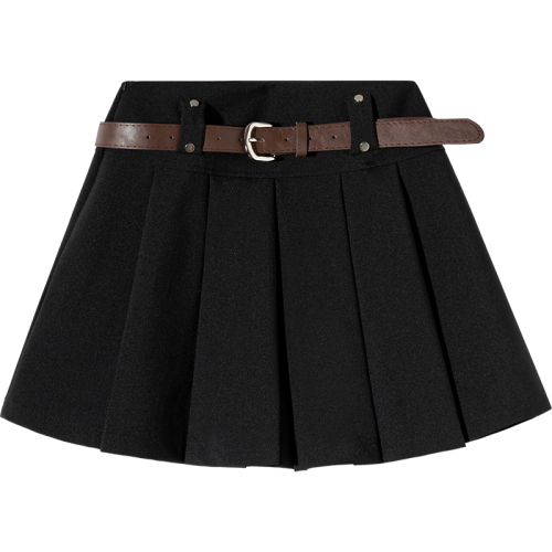 Real shot of college style high-waisted pleated skirt for women spring 2024 new versatile slimming and anti-exposure A-line skirt