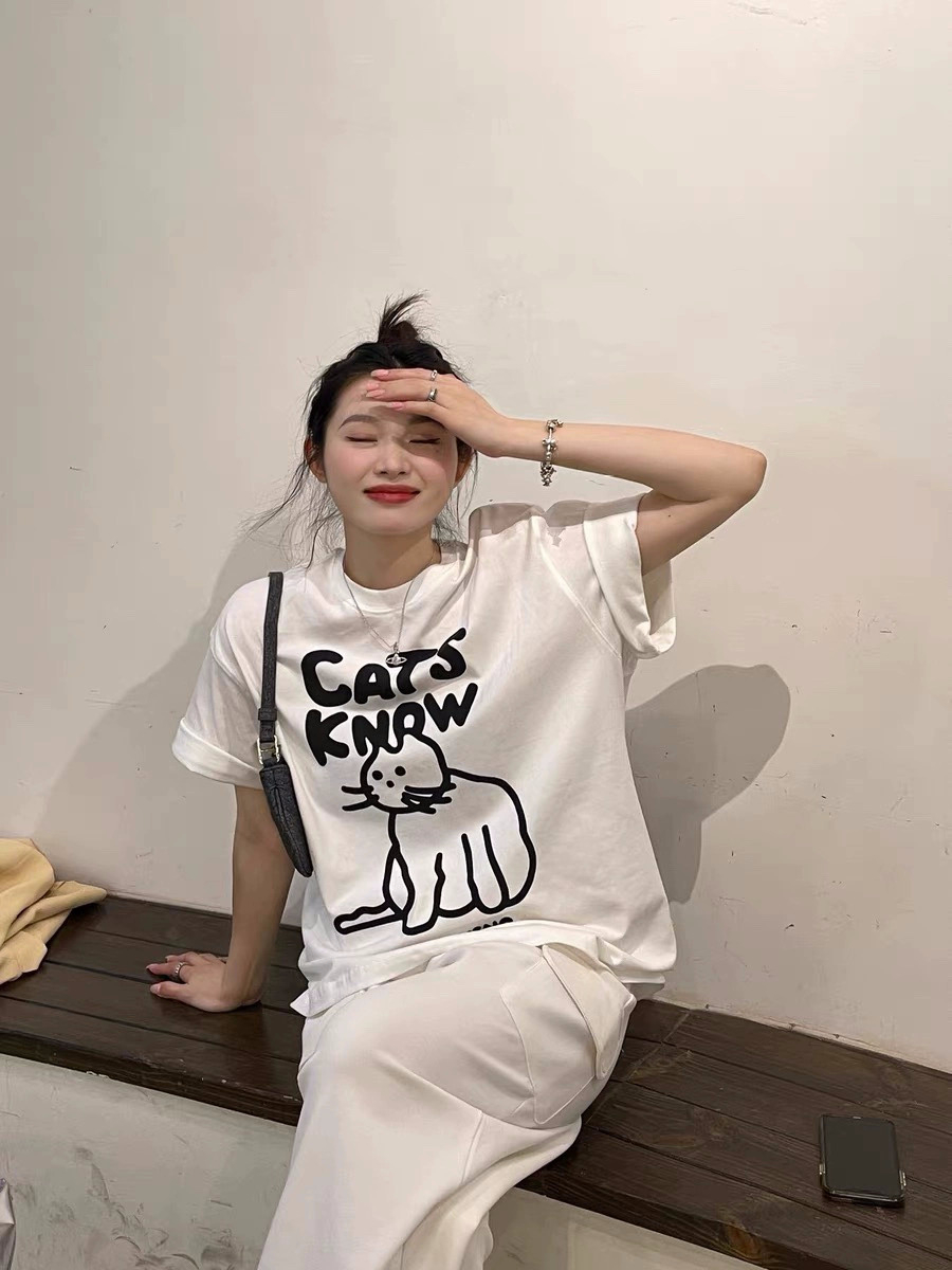 官圖220克/精梳純棉後包領有縫邊S-XXXL夏裝短袖T恤女