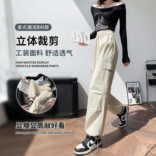 Real shot #casual pants army green overalls women's spring and autumn American high street outdoor sports pants