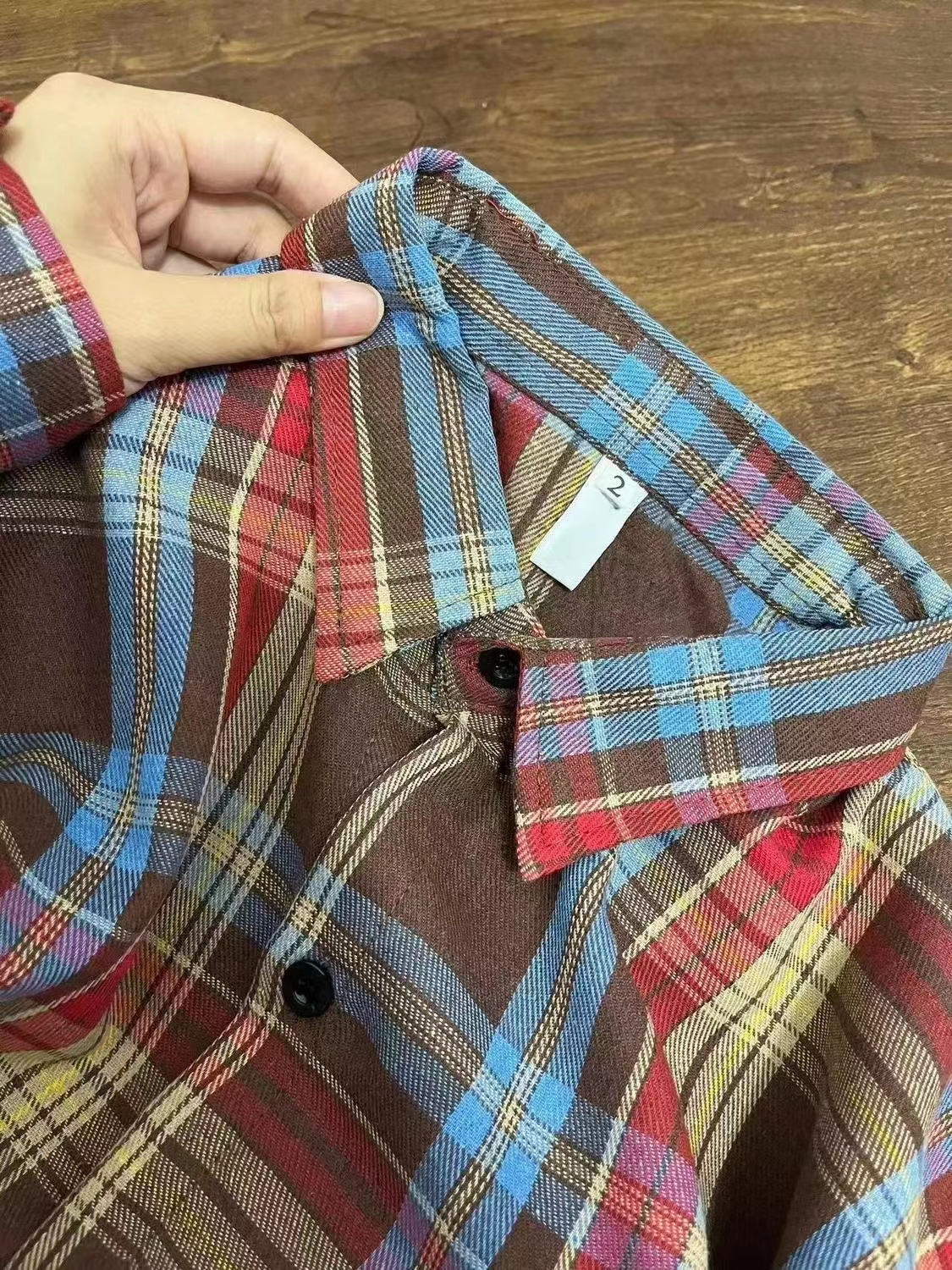 復古慵懶紅色格子襯衫女疊穿打底寬鬆休閒顯瘦中長款襯衣