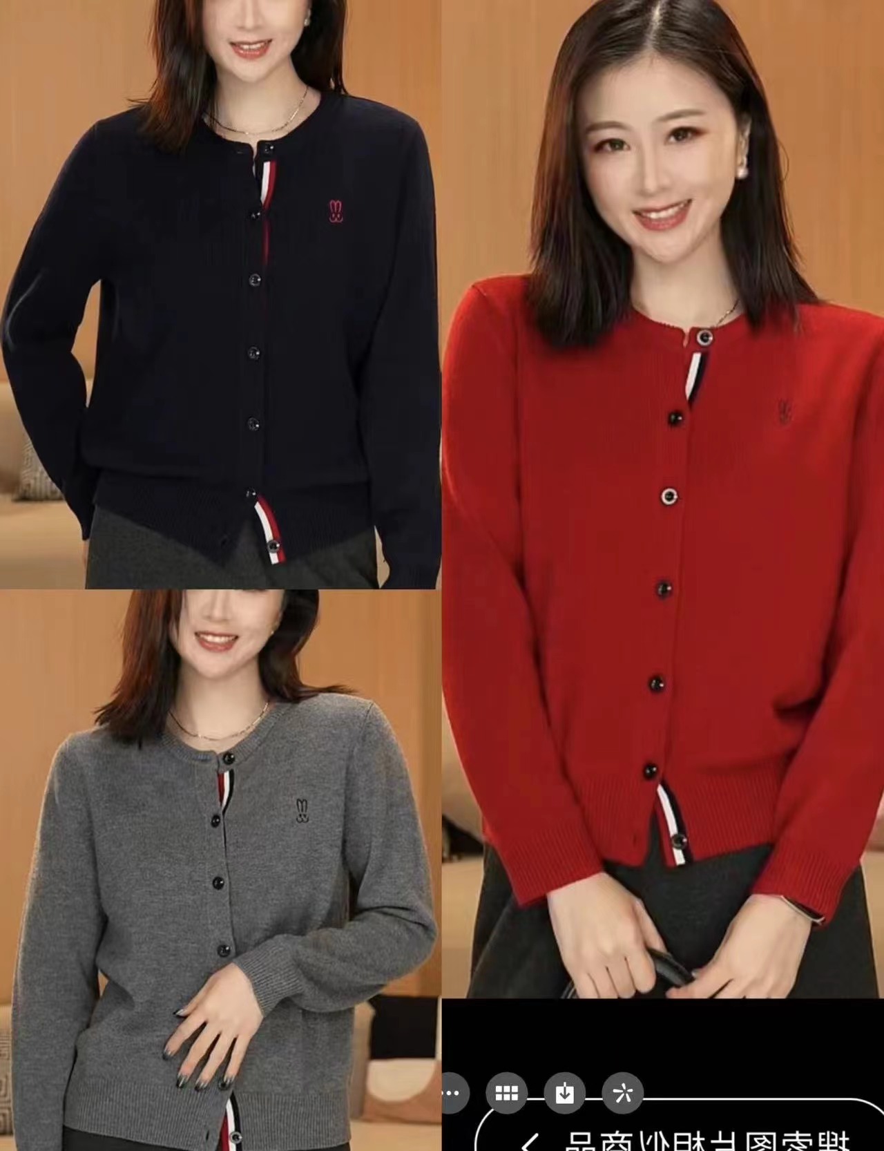 Designed round neck red sweater jacket for women in autumn and winter new style high-end and super nice knitted cardigan top