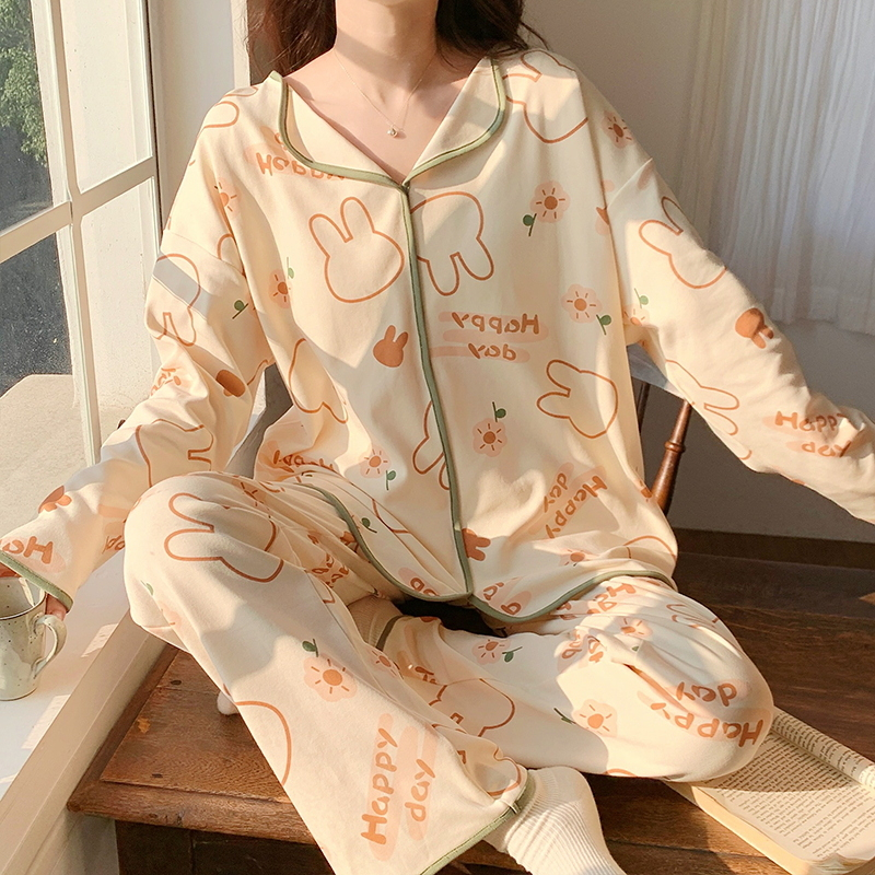 Spring padded pajamas for women with long sleeves and imitation cotton 2024 new sweet home wear set