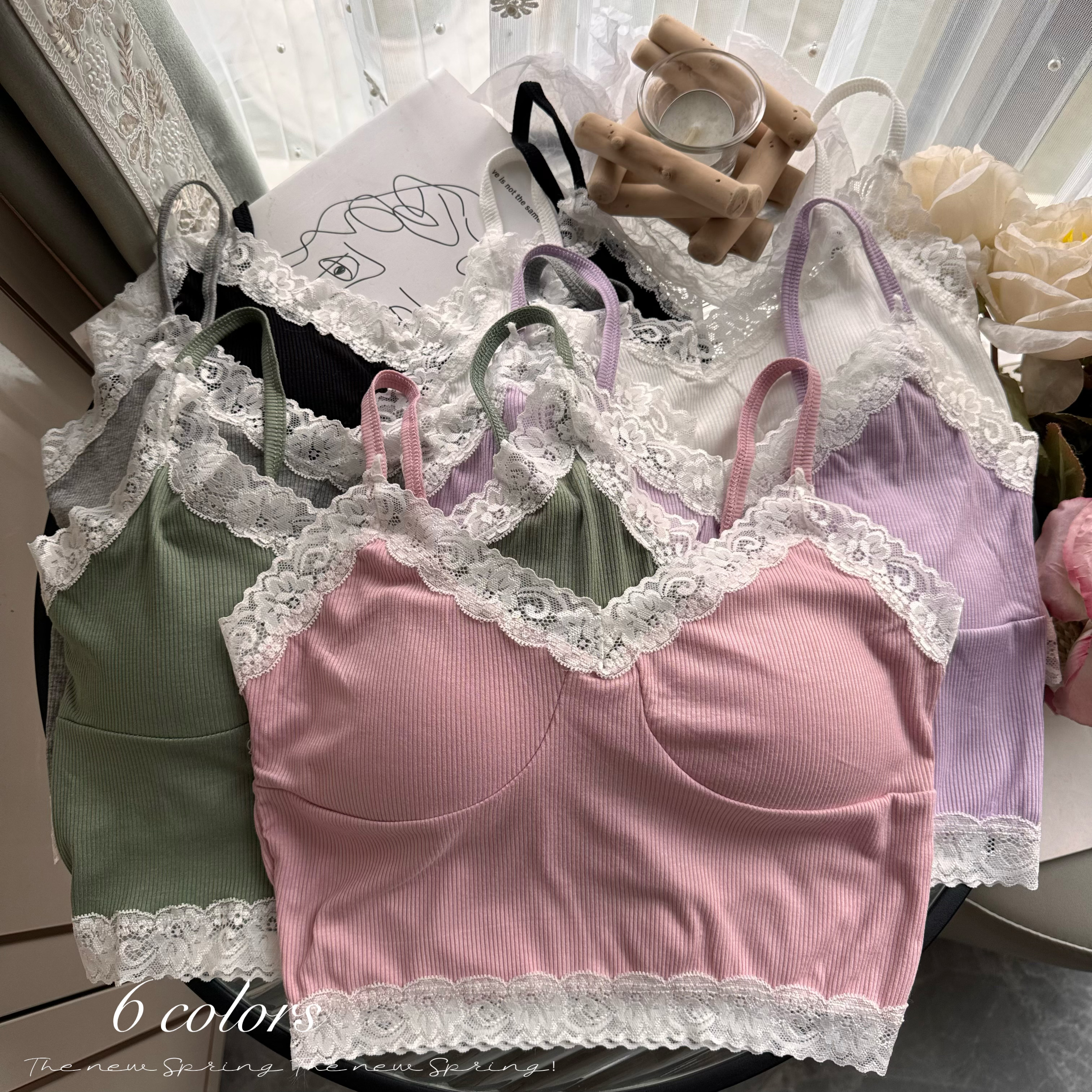 Real shot pure desire to wear white lace small suspender with spring and summer base, white tank top design with a sense of bm top
