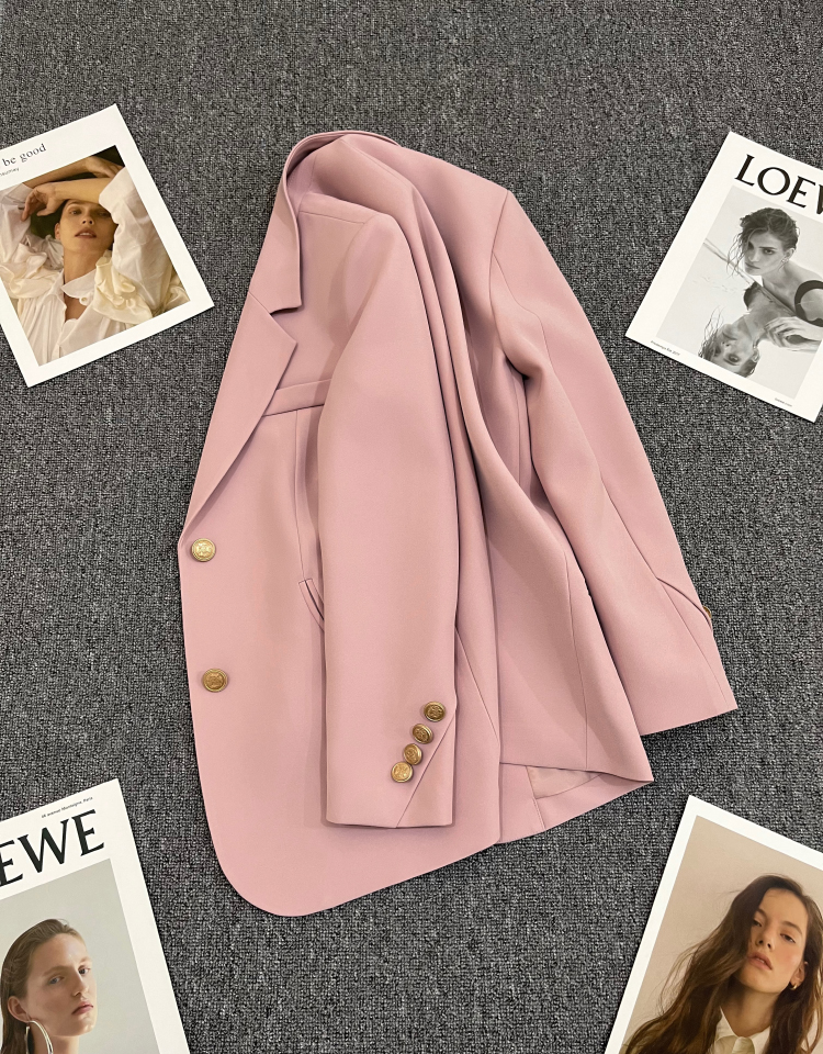 Nude Pink Suit Jacket Women's 2024 Spring New High-end Korean Style Casual Street Style Niche Suit