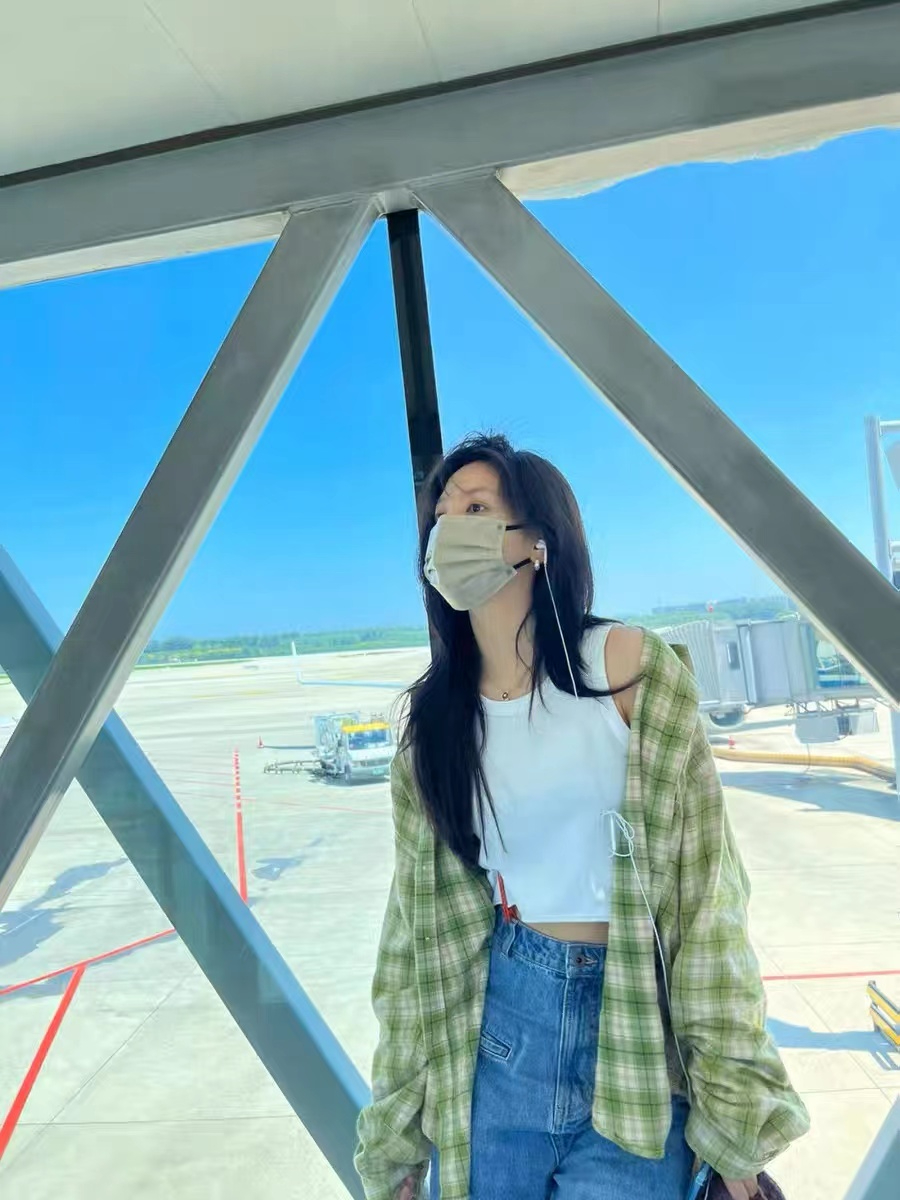 章若楠同款綠色格子襯衫外套女小眾上衣寬鬆百搭小衫早春潮