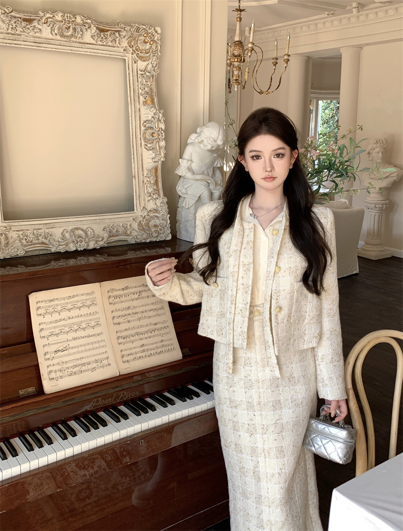 Actual shot of Xiaoxiangfeng jacket, stylish and stylish two-piece suit