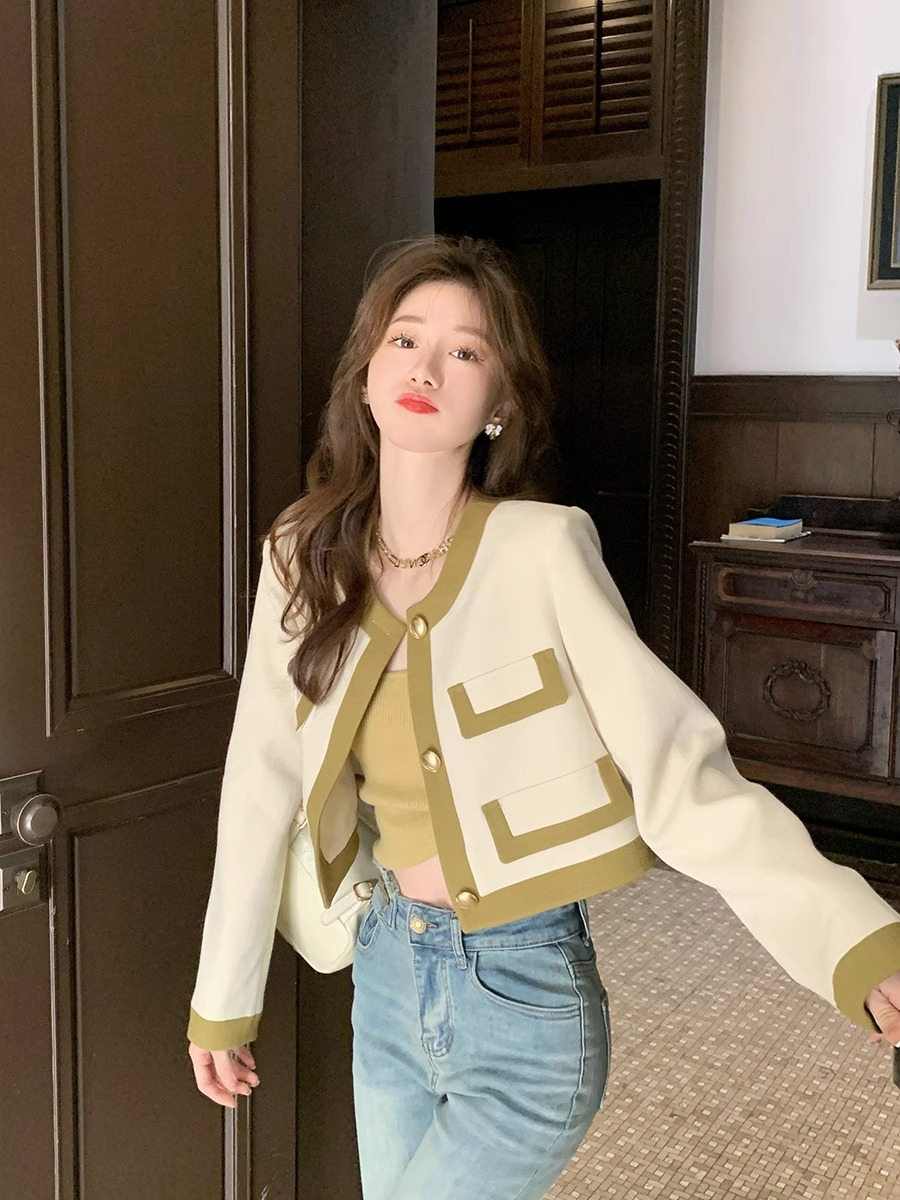 French style small fragrant jacket for women spring and autumn 2024 new style small loose design with short cardigan top