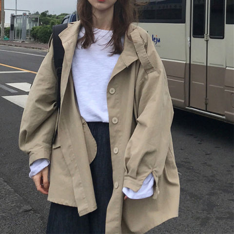 Women's loose outerwear for the beginning of school season ***f long-sleeved jacket baseball uniform top ins spring and autumn Korean version student trend