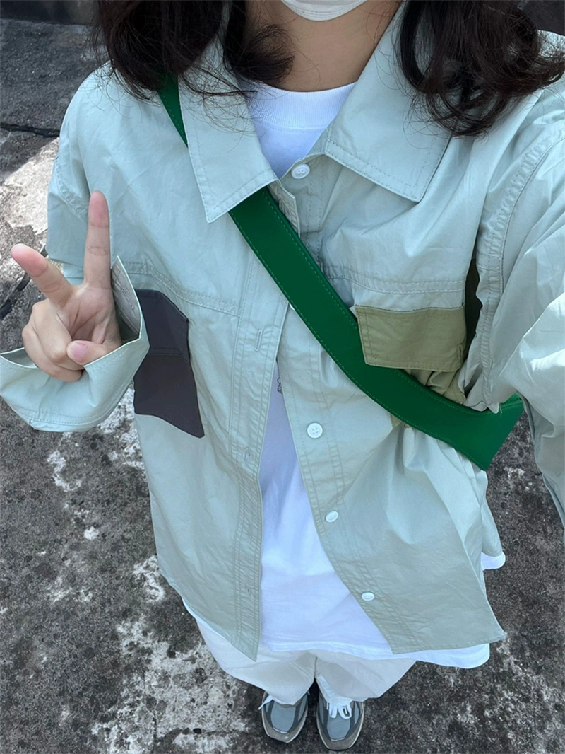 日系復古長袖襯衫女款春秋美式小眾港風chic潮寬鬆大碼中長款上衣
