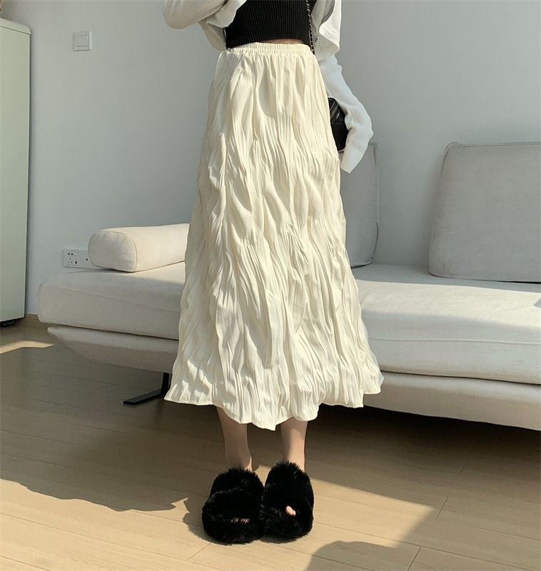Summer new solid color pleated skirt for women