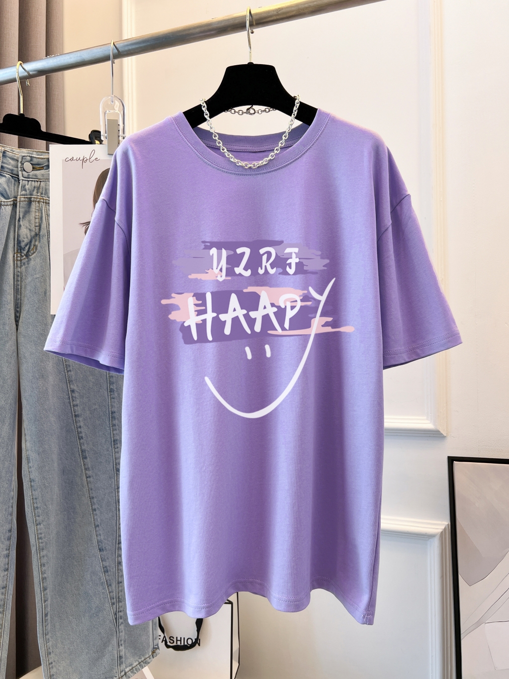 實拍 100%棉精梳純棉 印花夏裝短袖T恤女寬鬆韓版