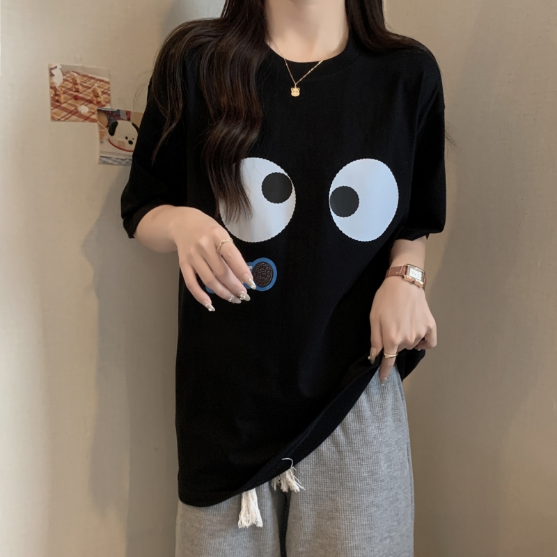 實拍 2024年春夏新款 100%棉200g精梳純棉 下載短袖T恤女寬鬆韓版