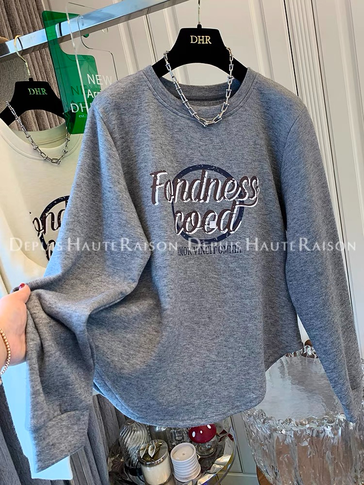 Official picture extra large size 300 pounds German velvet brushed long-sleeved T-shirt women's new autumn and winter top