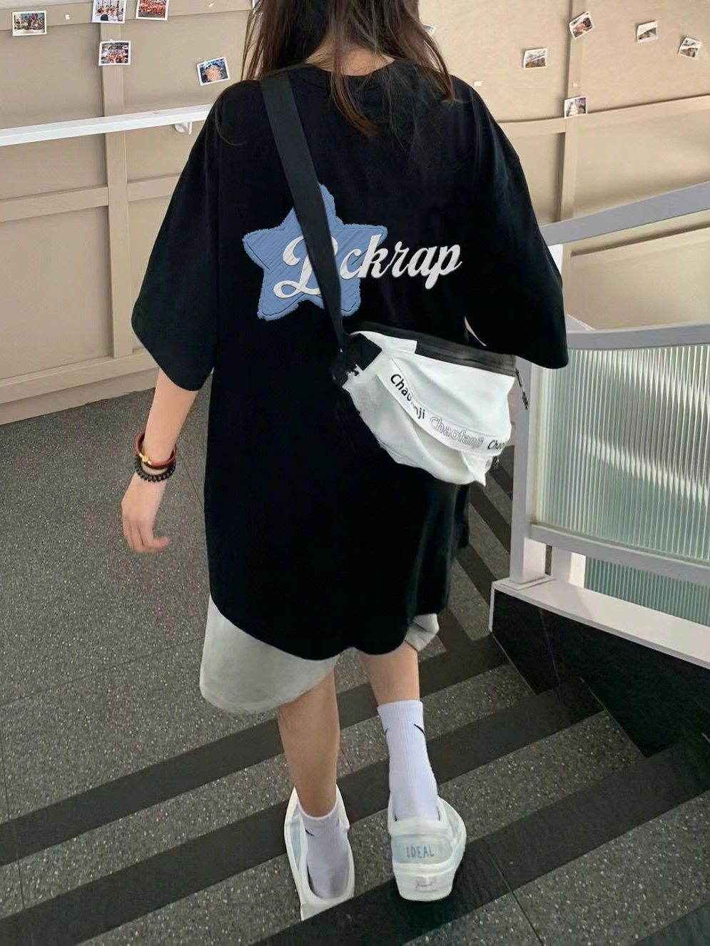 原版220克夏純棉小眾趣味印花休閒百搭寬鬆潮流時尚短袖T恤女